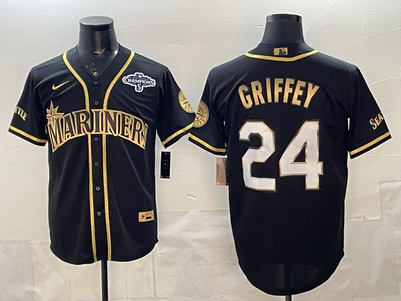 Men 2026 Nike Seattle Mariners #24 Griffey black gold Game MLB Jersey 02